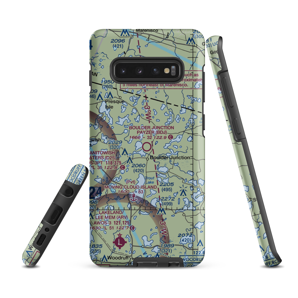 Boulder Junction Payzer Airport (BDJ) VFR Sectional Samsung Phone Case Samsung Galaxy S10 Plus model shown