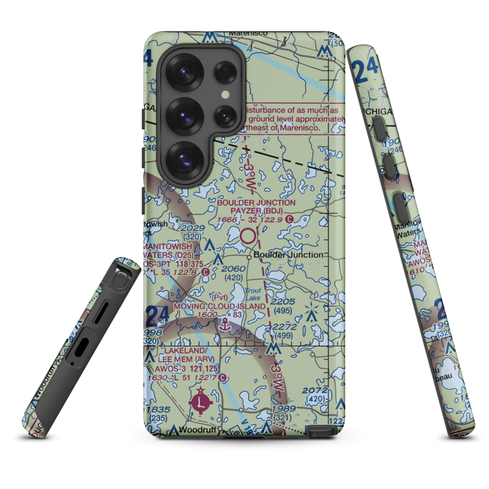 Boulder Junction Payzer Airport (BDJ) VFR Sectional Samsung Phone Case Samsung Galaxy S25 Ultra model shown