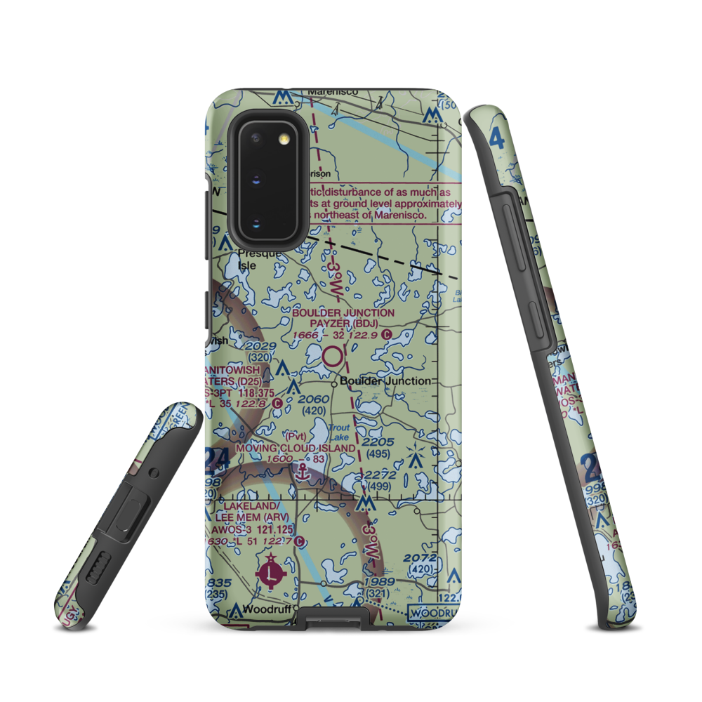 Boulder Junction Payzer Airport (BDJ) VFR Sectional Samsung Phone Case Samsung Galaxy S20 model shown