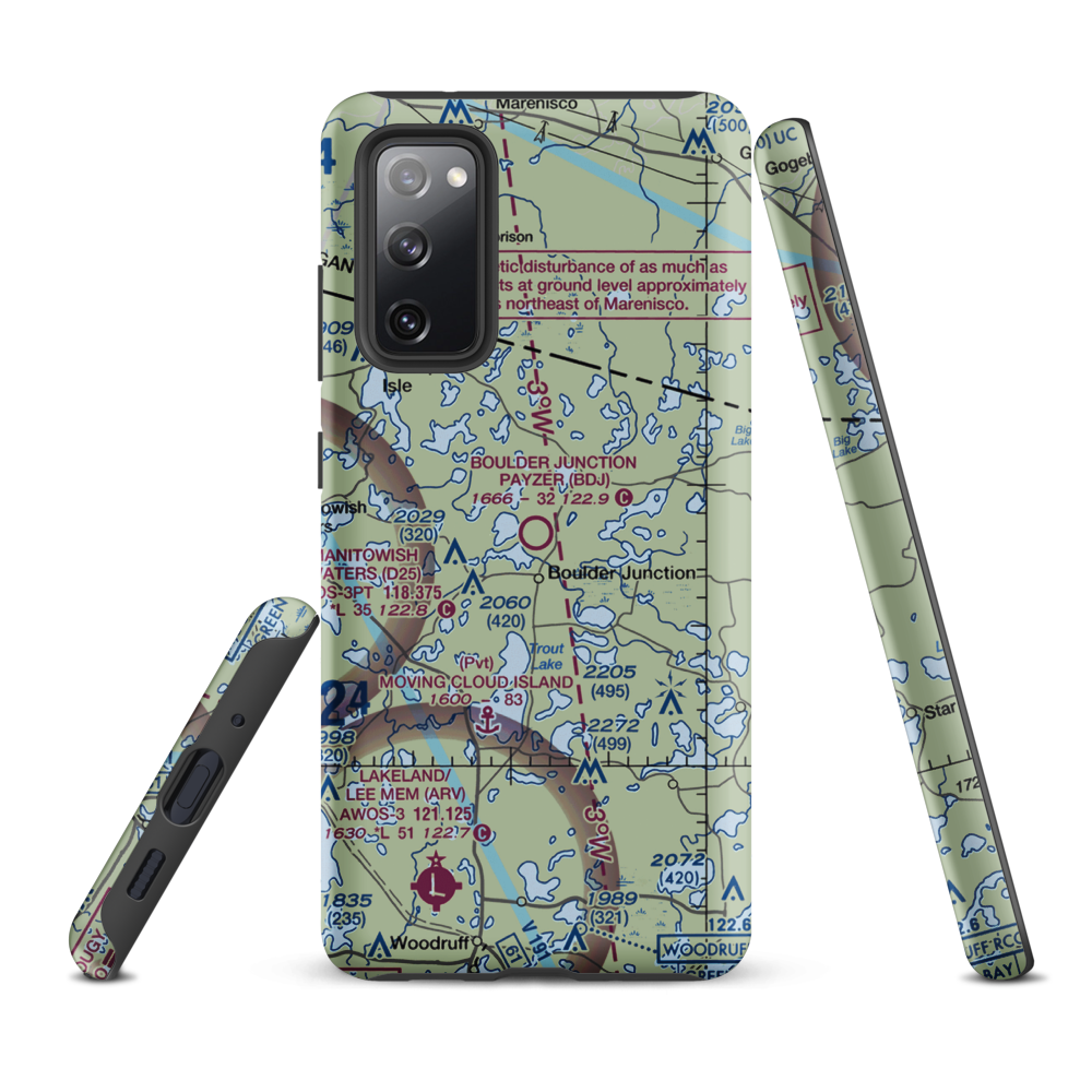 Boulder Junction Payzer Airport (BDJ) VFR Sectional Samsung Phone Case Samsung Galaxy S20 FE model shown