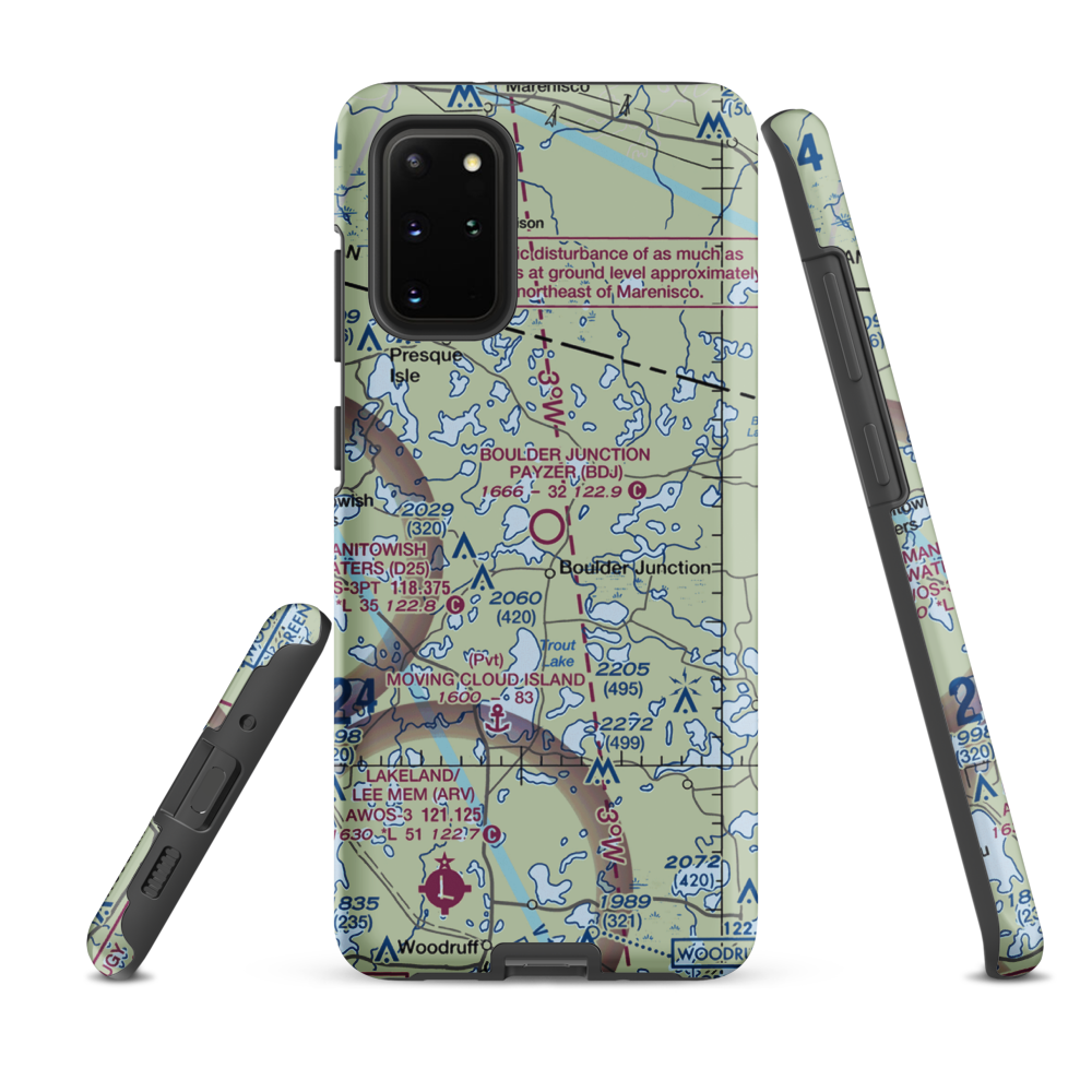 Boulder Junction Payzer Airport (BDJ) VFR Sectional Samsung Phone Case Samsung Galaxy S20 Plus model shown