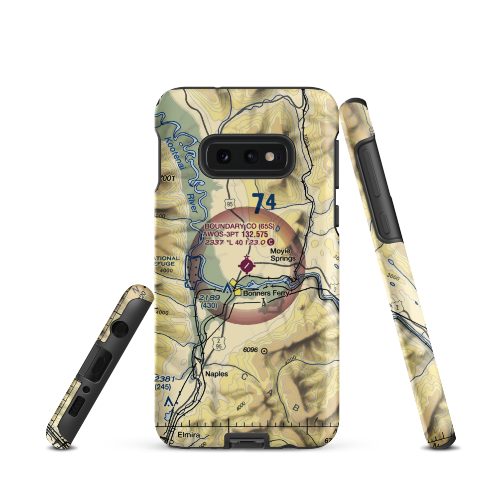Boundary County Airport (65S) VFR Sectional Samsung Phone Case Samsung Galaxy S10e model shown