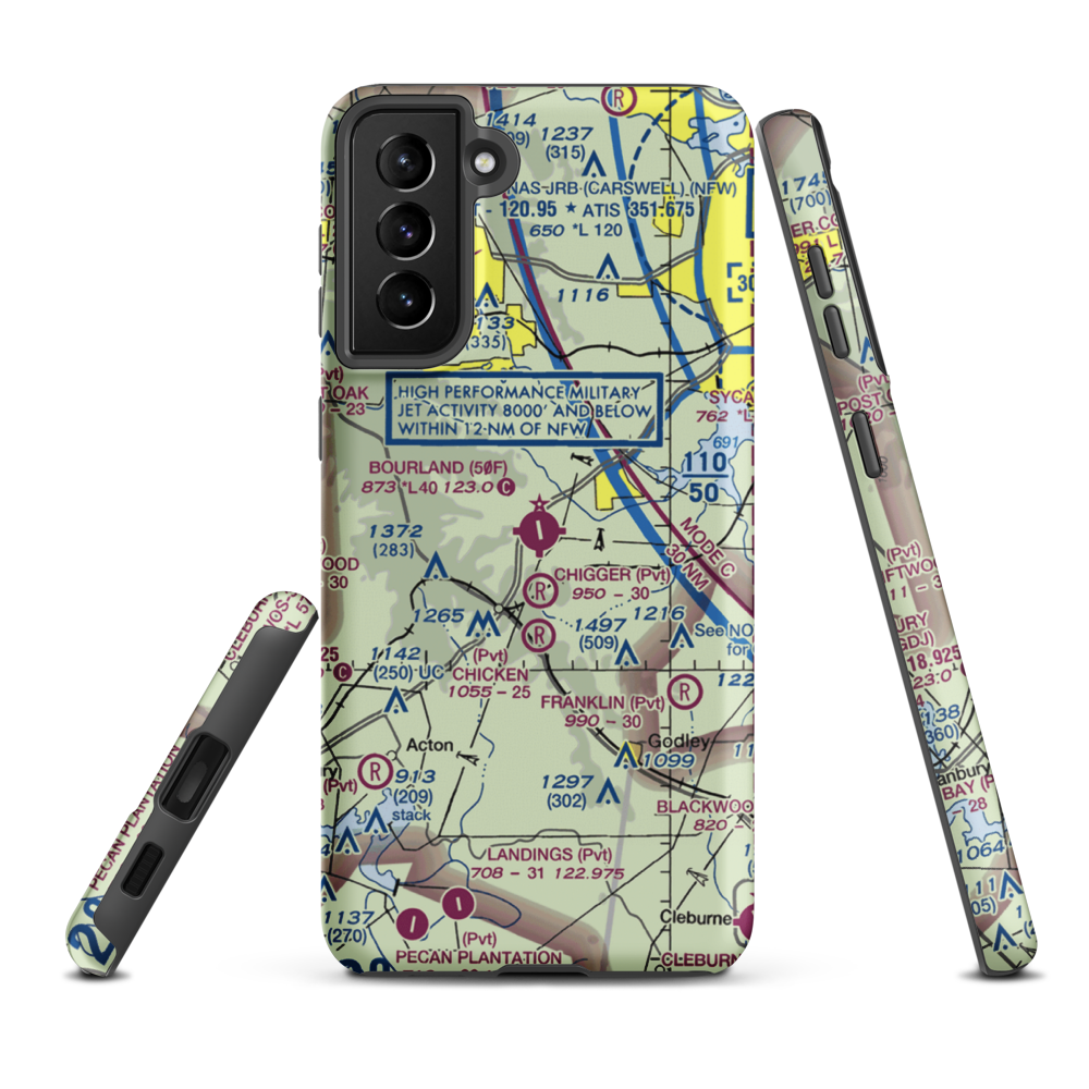 Bourland Field (50F) VFR Sectional Samsung Phone Case Samsung Galaxy S21 Plus model shown