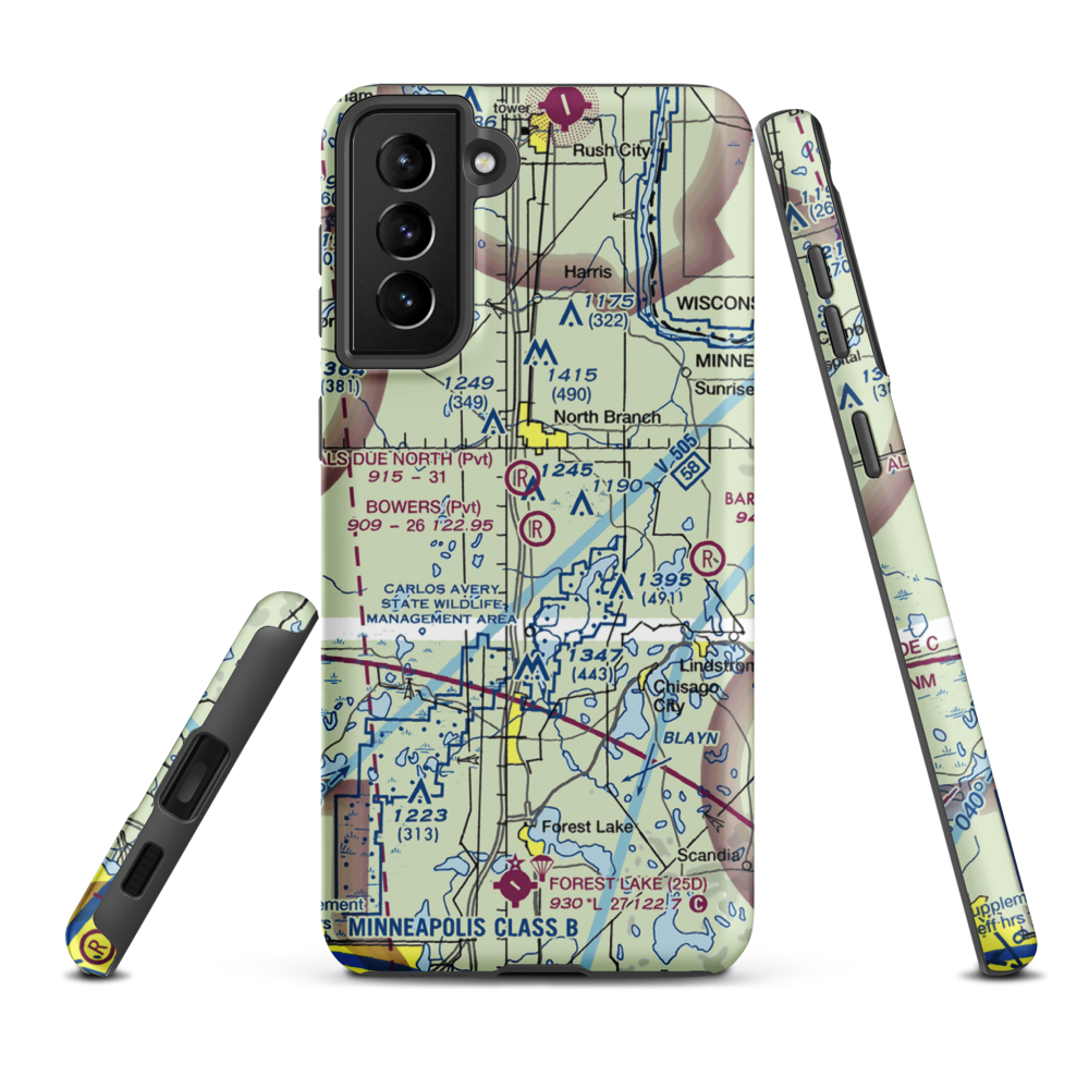 Bowers Airport (MN51) VFR Sectional Samsung Phone Case Samsung Galaxy S21 Plus model shown