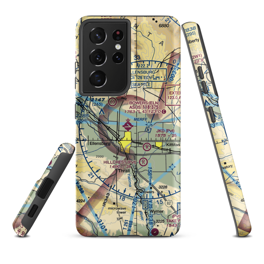 Bowers Field (ELN) VFR Sectional Samsung Phone Case Samsung Galaxy S21 Plus model shown