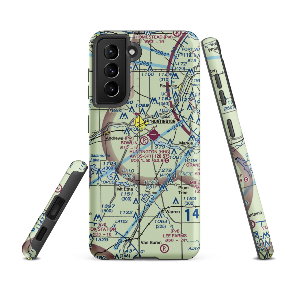 Bowlin Airport (IN85) VFR Sectional Samsung Phone Case Samsung Galaxy S21 FE model shown