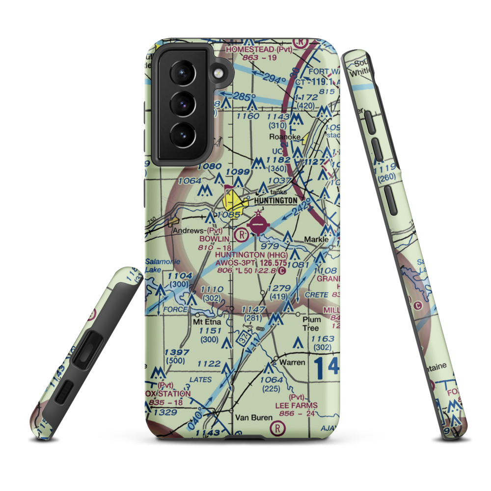 Bowlin Airport (IN85) VFR Sectional Samsung Phone Case Samsung Galaxy S21 FE model shown