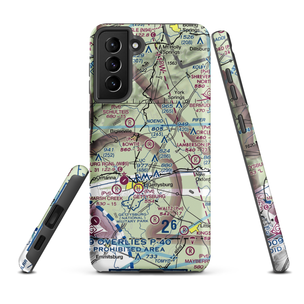 Bowtie Airport (PA51) VFR Sectional Samsung Phone Case Samsung Galaxy S21 FE model shown