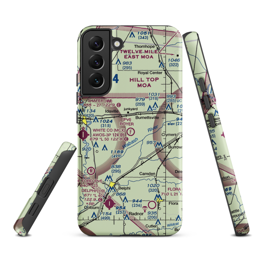 Boyer Flight Park Ultralightport (7W7) VFR Sectional Samsung Phone Case Samsung Galaxy S22 Plus model shown
