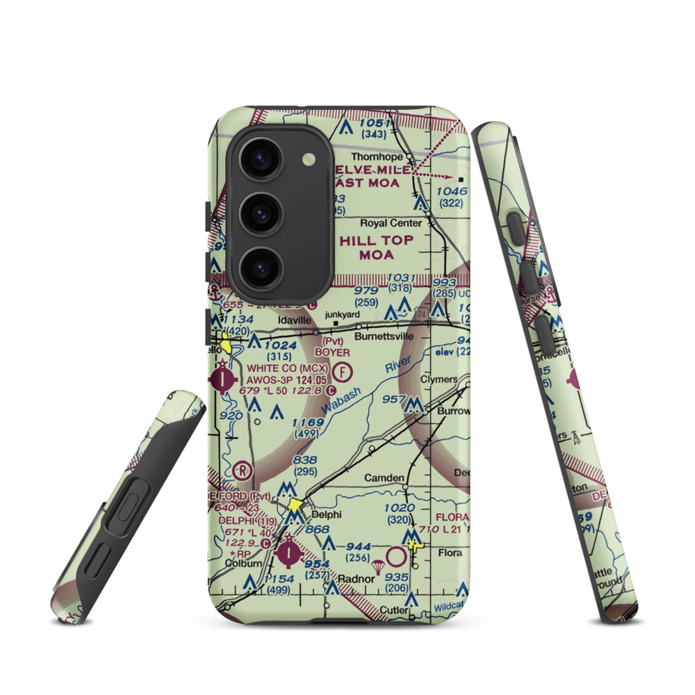 Boyer Flight Park Ultralightport (7W7) VFR Sectional Samsung Phone Case Samsung Galaxy S23 model shown
