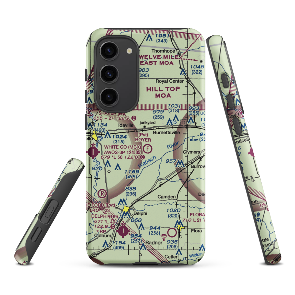 Boyer Flight Park Ultralightport (7W7) VFR Sectional Samsung Phone Case Samsung Galaxy S23 Plus model shown
