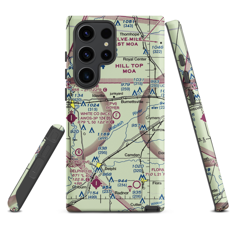 Boyer Flight Park Ultralightport (7W7) VFR Sectional Samsung Phone Case Samsung Galaxy S23 Ultra model shown