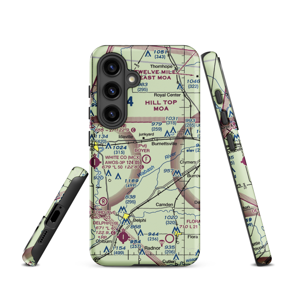 Boyer Flight Park Ultralightport (7W7) VFR Sectional Samsung Phone Case Samsung Galaxy S24 model shown