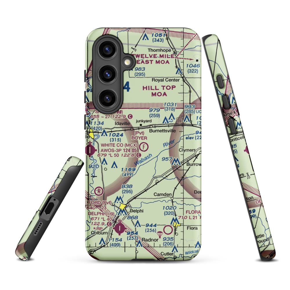 Boyer Flight Park Ultralightport (7W7) VFR Sectional Samsung Phone Case Samsung Galaxy S24 Plus model shown