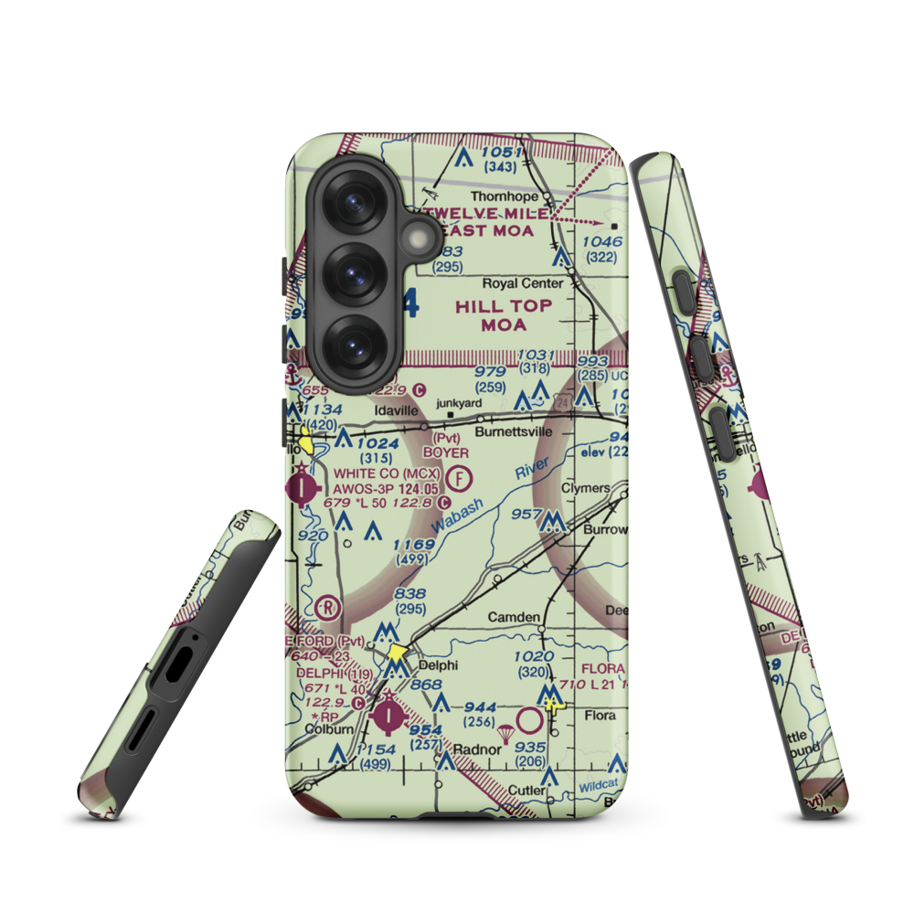 Boyer Flight Park Ultralightport (7W7) VFR Sectional Samsung Phone Case Samsung Galaxy S25 model shown