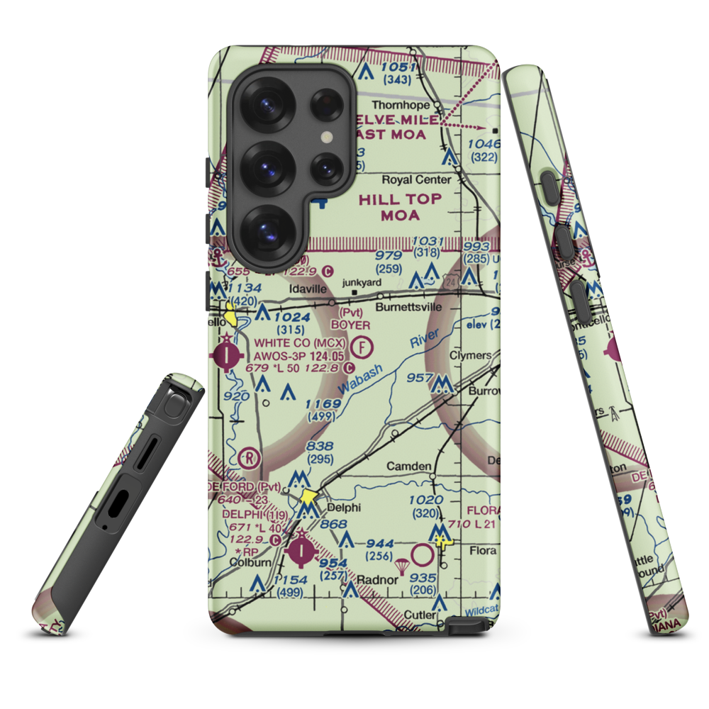 Boyer Flight Park Ultralightport (7W7) VFR Sectional Samsung Phone Case Samsung Galaxy S25 Ultra model shown