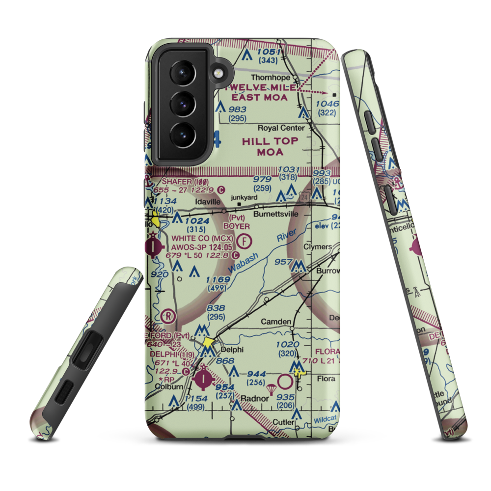 Boyer Flight Park Ultralightport (7W7) VFR Sectional Samsung Phone Case Samsung Galaxy S21 FE model shown