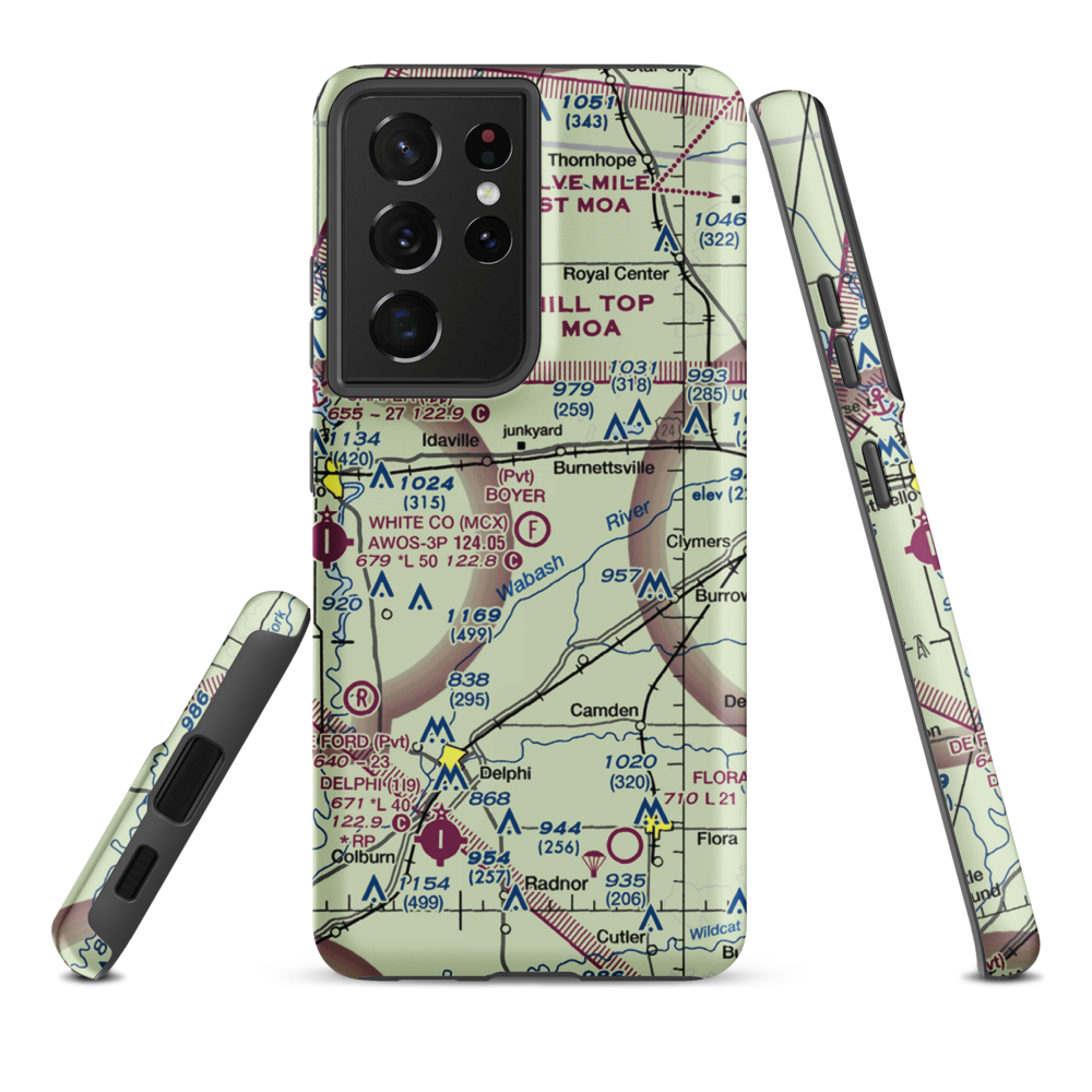 Boyer Flight Park Ultralightport (7W7) VFR Sectional Samsung Phone Case Samsung Galaxy S21 Plus model shown