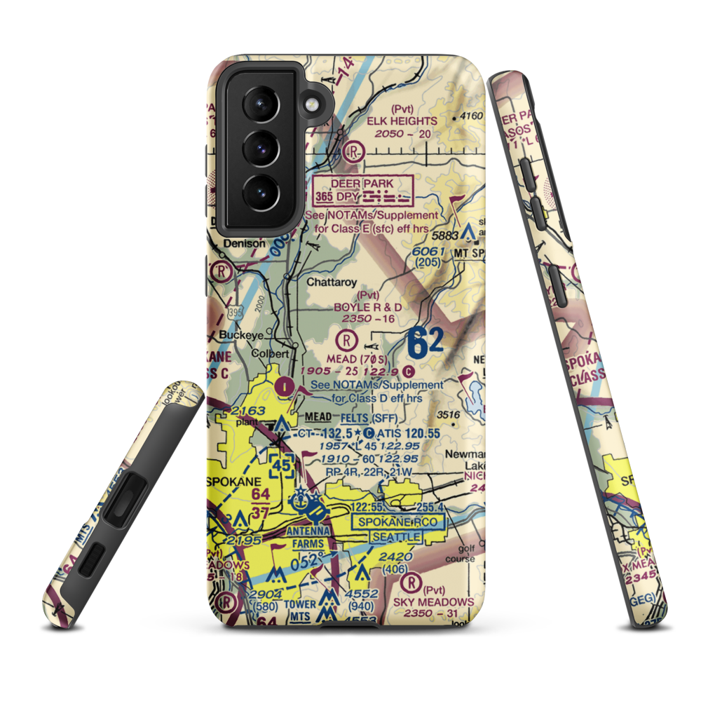 Boyle R & D Airport (63WA) VFR Sectional Samsung Phone Case Samsung Galaxy S21 FE model shown