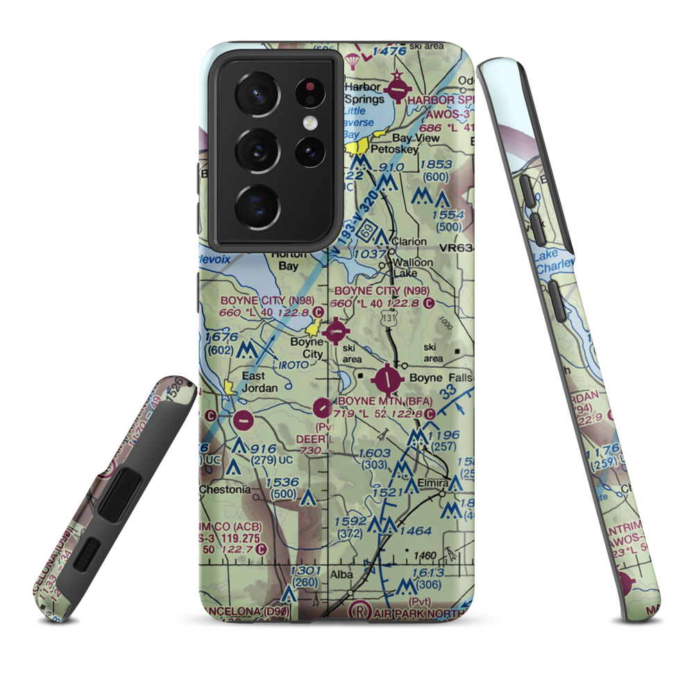 Boyne City Municipal Airport (N98) VFR Sectional Samsung Phone Case Samsung Galaxy S21 Plus model shown