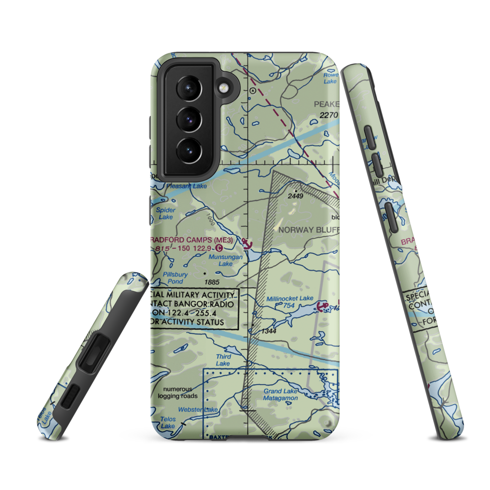Bradford Camps Seaplane Base (ME3) VFR Sectional Samsung Phone Case Samsung Galaxy S21 Ultra model shown