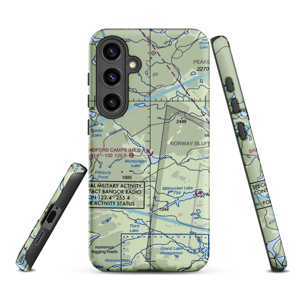 Bradford Camps Seaplane Base (ME3) VFR Sectional Samsung Phone Case Samsung Galaxy S24 Plus model shown