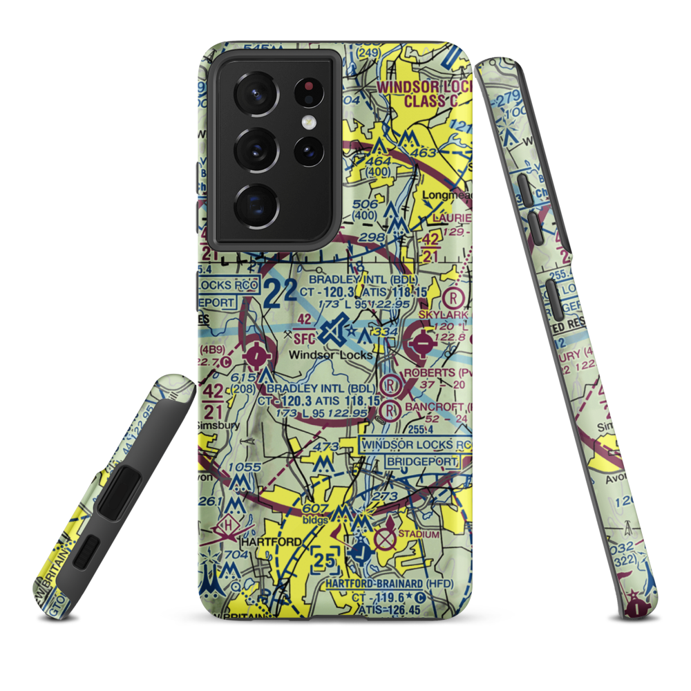 Bradley International Airport (BDL) VFR Sectional Samsung Phone Case Samsung Galaxy S21 Ultra model shown