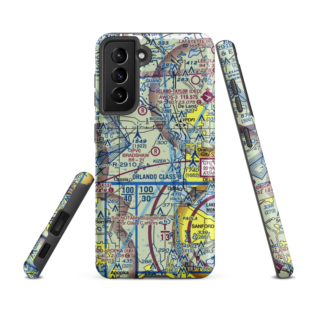 Bradshaw Tree Farm Airport (FL62) VFR Sectional Samsung Phone Case Samsung Galaxy S21 FE model shown