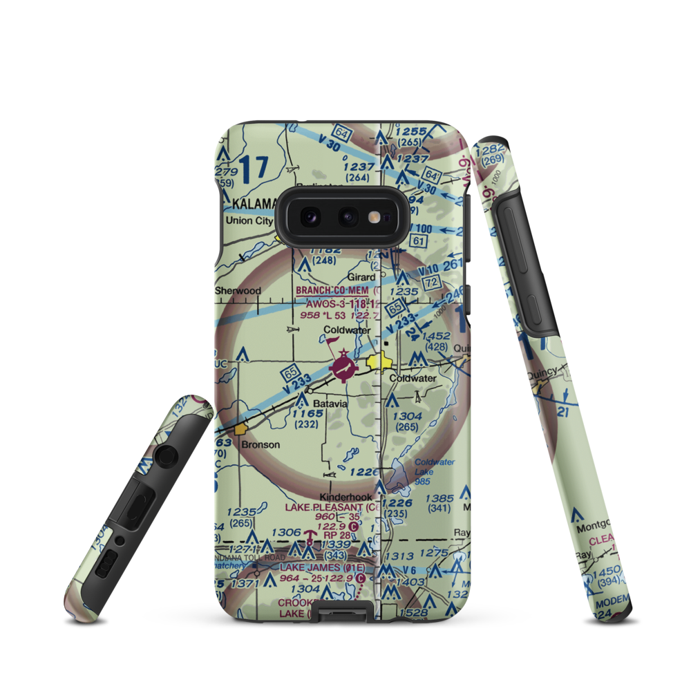 Branch County Memorial Airport (OEB) VFR Sectional Samsung Phone Case Samsung Galaxy S10 Plus model shown
