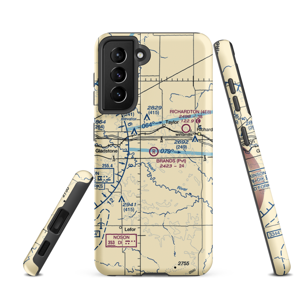 Brands Airport (ND62) VFR Sectional Samsung Phone Case Samsung Galaxy S21 FE model shown