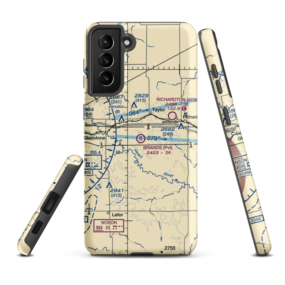 Brands Airport (ND62) VFR Sectional Samsung Phone Case Samsung Galaxy S21 Plus model shown