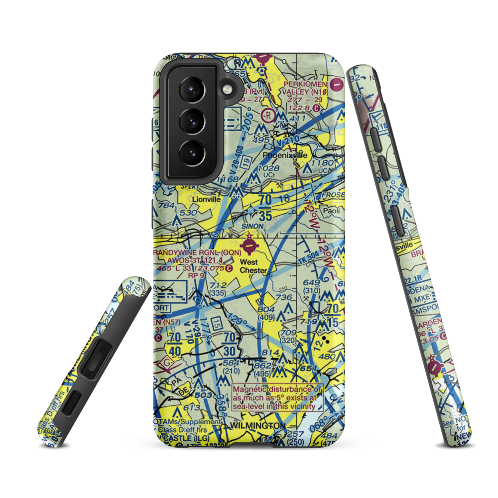 Brandywine Regional Airport (OQN) VFR Sectional Samsung Phone Case Samsung Galaxy S21 Ultra model shown