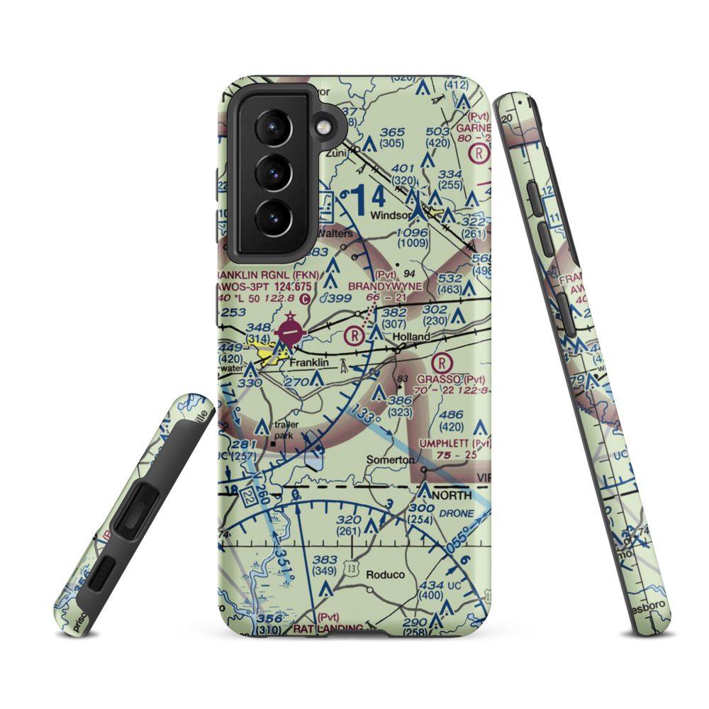 Brandywyne Farms Airport (2VA8) VFR Sectional Samsung Phone Case Samsung Galaxy S21 FE model shown