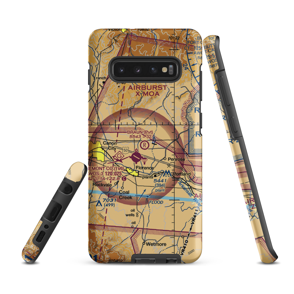 Braun Airport (32CO) VFR Sectional Samsung Phone Case Samsung Galaxy S10 Plus model shown