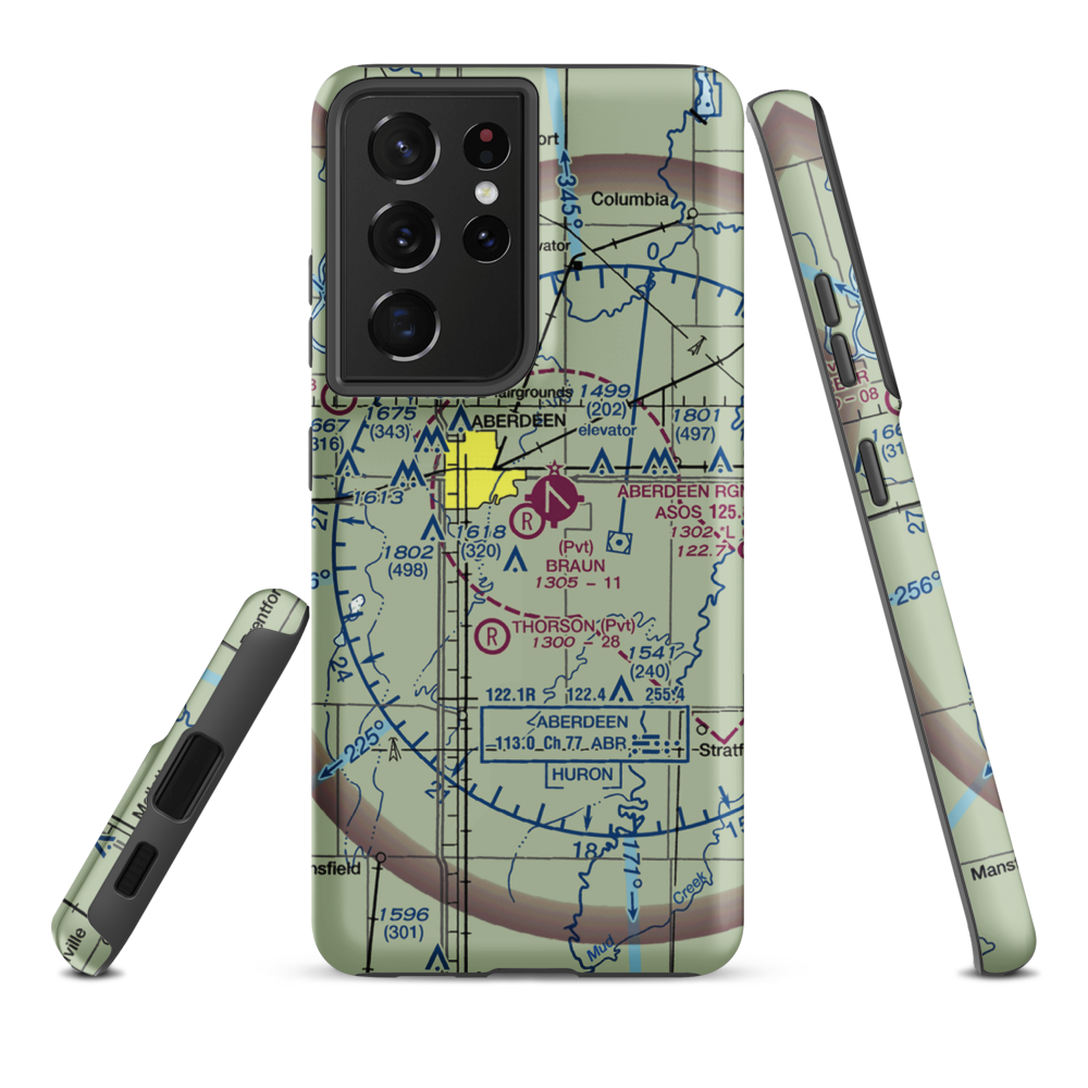 Braun Airport (SD32) VFR Sectional Samsung Phone Case Samsung Galaxy S21 Plus model shown