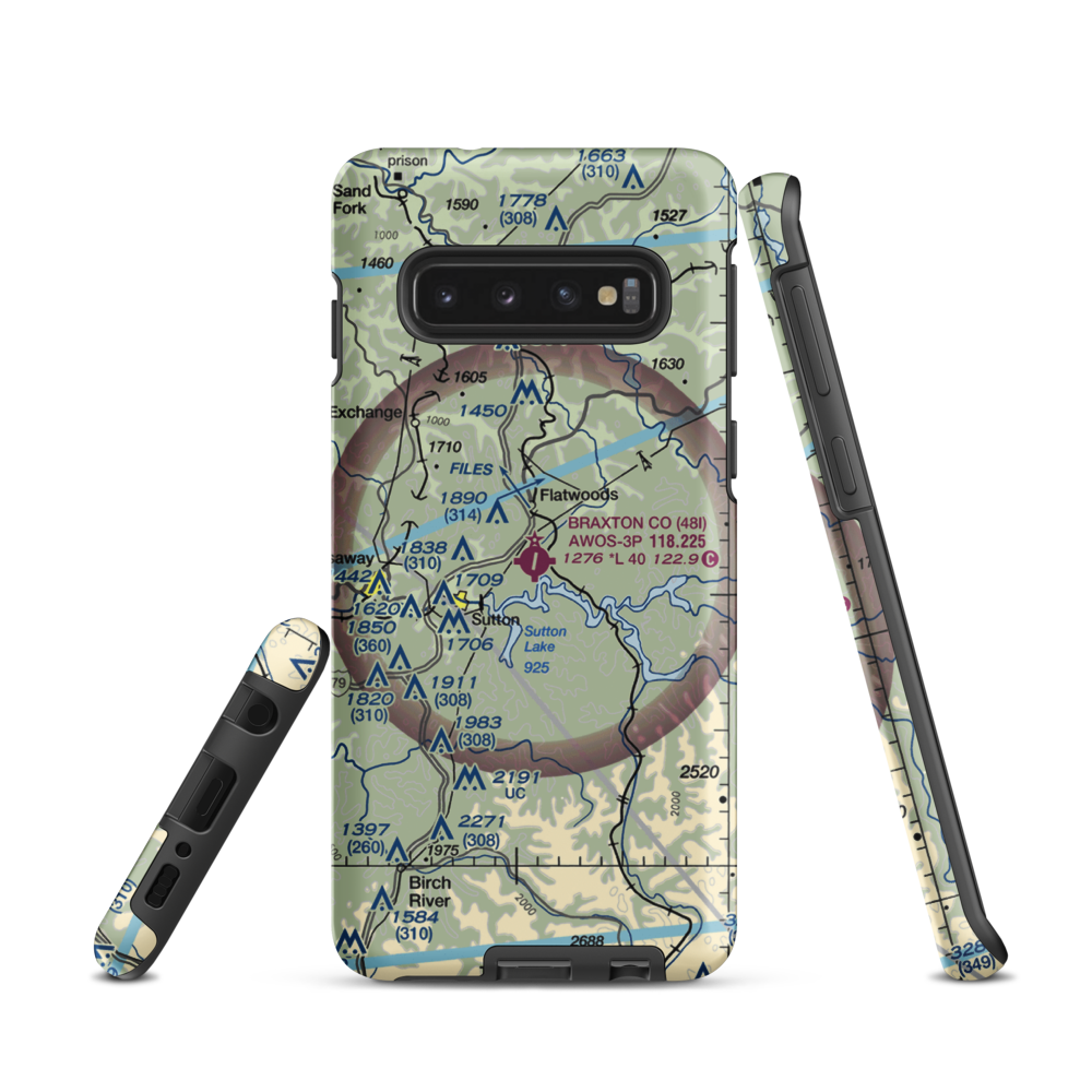 Braxton County Airport (48I) VFR Sectional Samsung Phone Case Samsung Galaxy S10 model shown