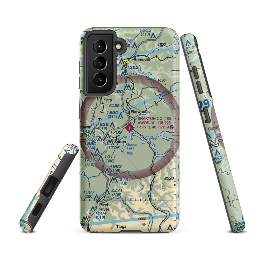 Braxton County Airport (48I) VFR Sectional Samsung Phone Case Samsung Galaxy S21 FE model shown