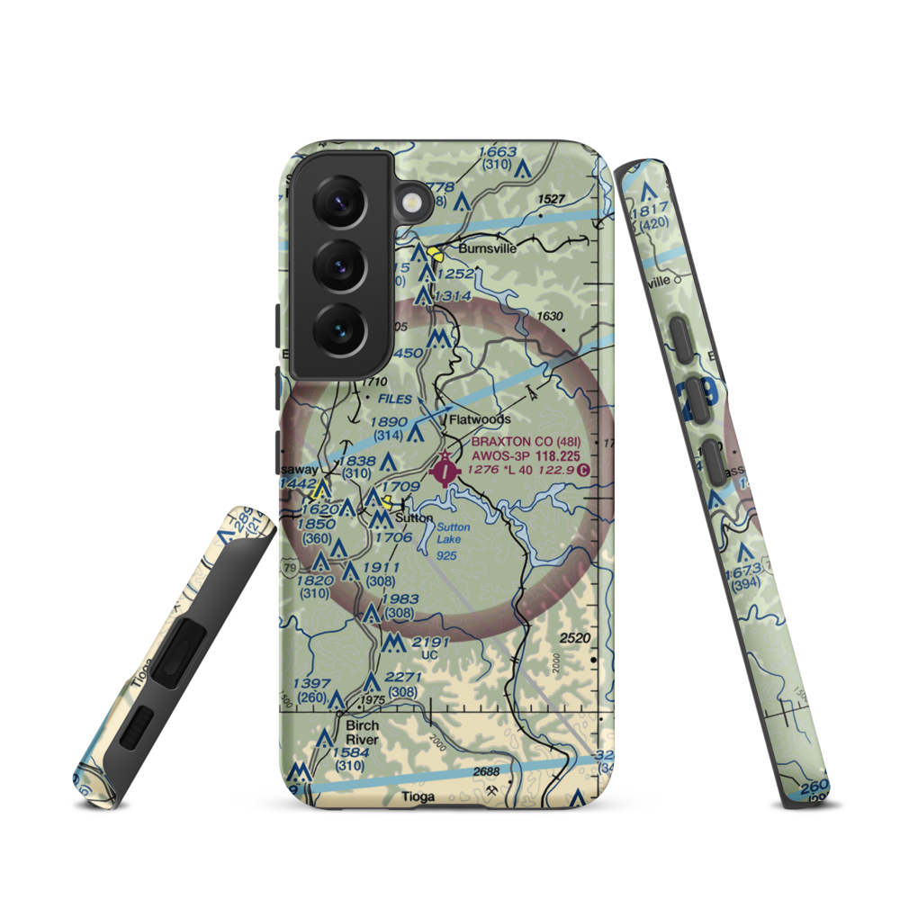 Braxton County Airport (48I) VFR Sectional Samsung Phone Case Samsung Galaxy S22 model shown