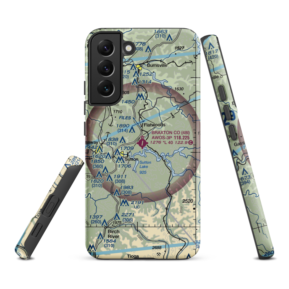Braxton County Airport (48I) VFR Sectional Samsung Phone Case Samsung Galaxy S22 Plus model shown
