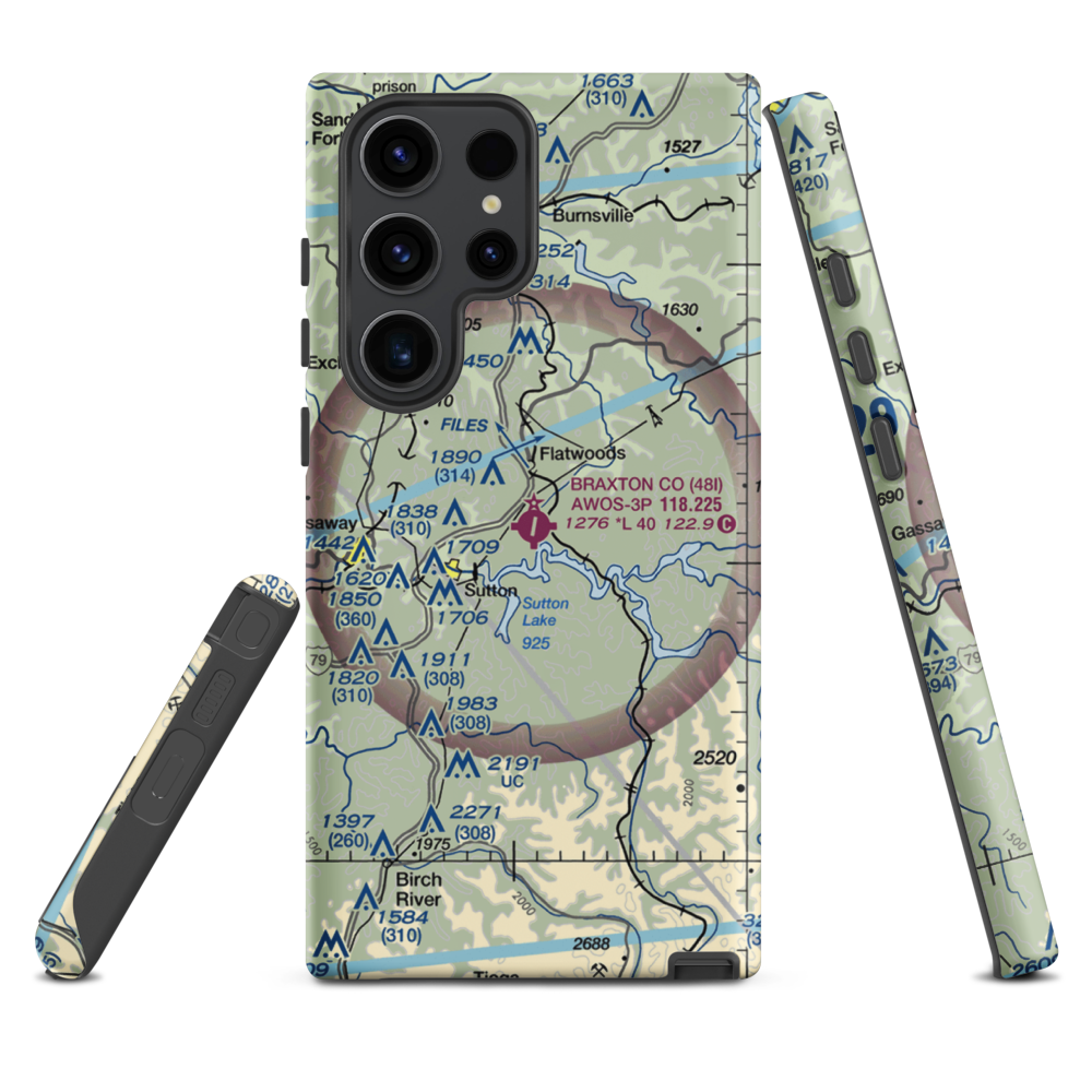 Braxton County Airport (48I) VFR Sectional Samsung Phone Case Samsung Galaxy S23 Ultra model shown