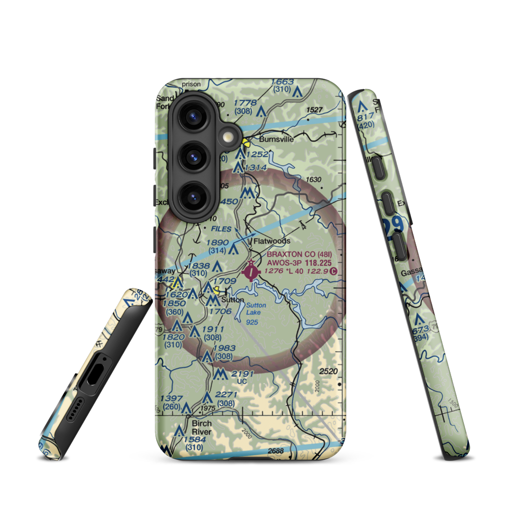 Braxton County Airport (48I) VFR Sectional Samsung Phone Case Samsung Galaxy S24 model shown
