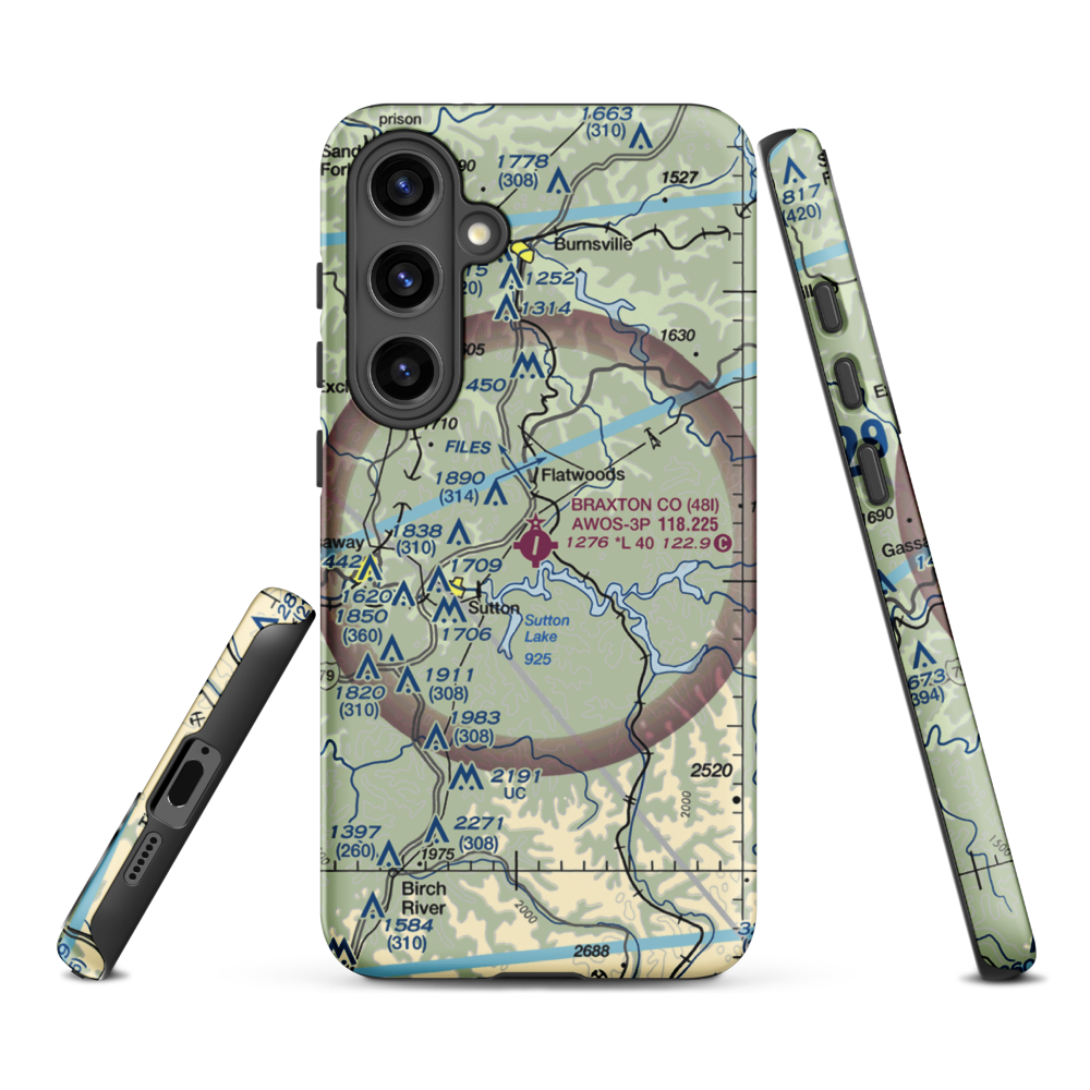Braxton County Airport (48I) VFR Sectional Samsung Phone Case Samsung Galaxy S24 Plus model shown