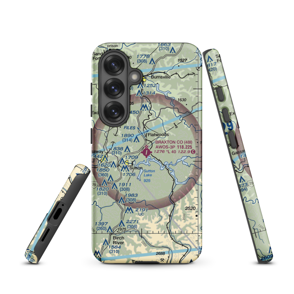 Braxton County Airport (48I) VFR Sectional Samsung Phone Case Samsung Galaxy S25 model shown