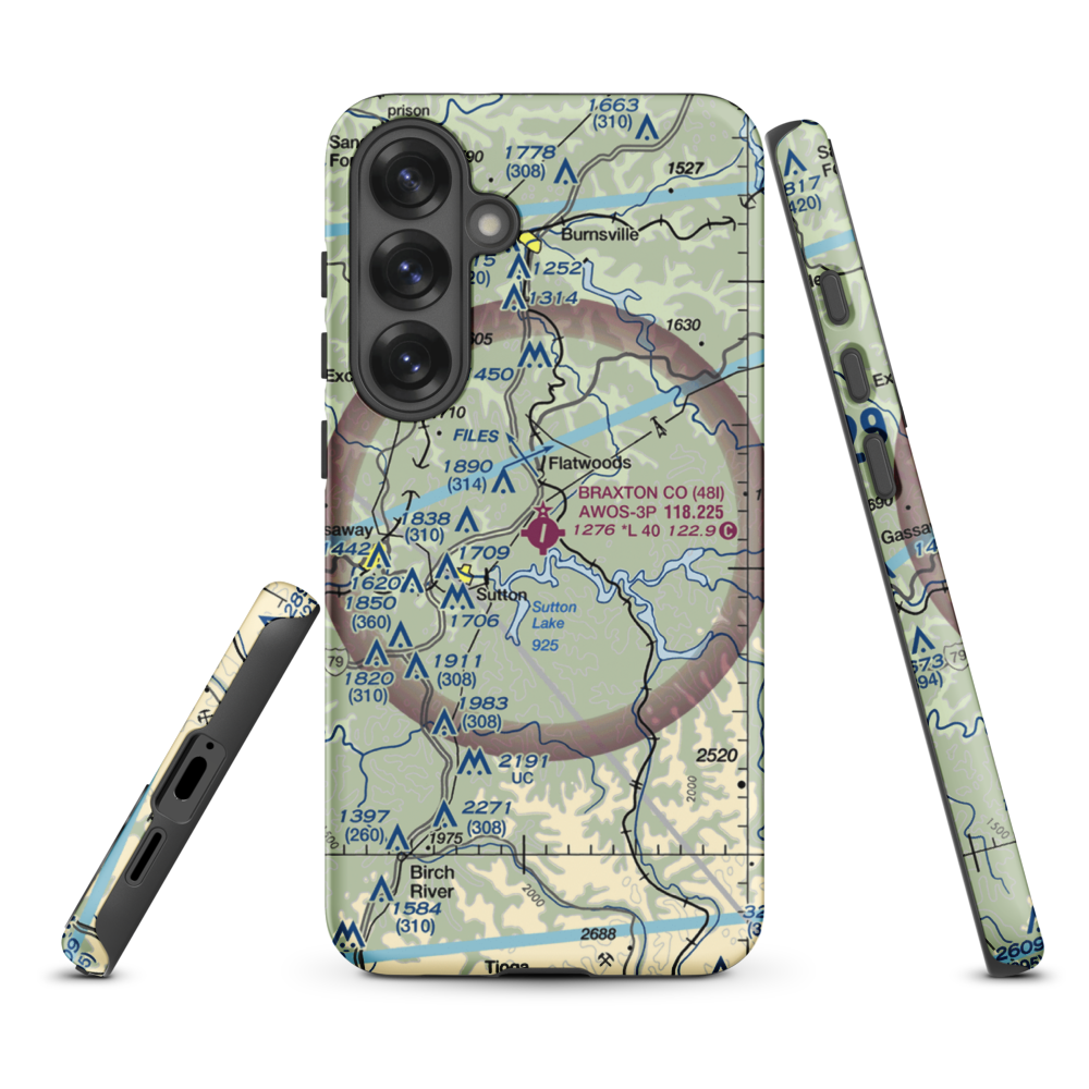 Braxton County Airport (48I) VFR Sectional Samsung Phone Case Samsung Galaxy S25 Plus model shown