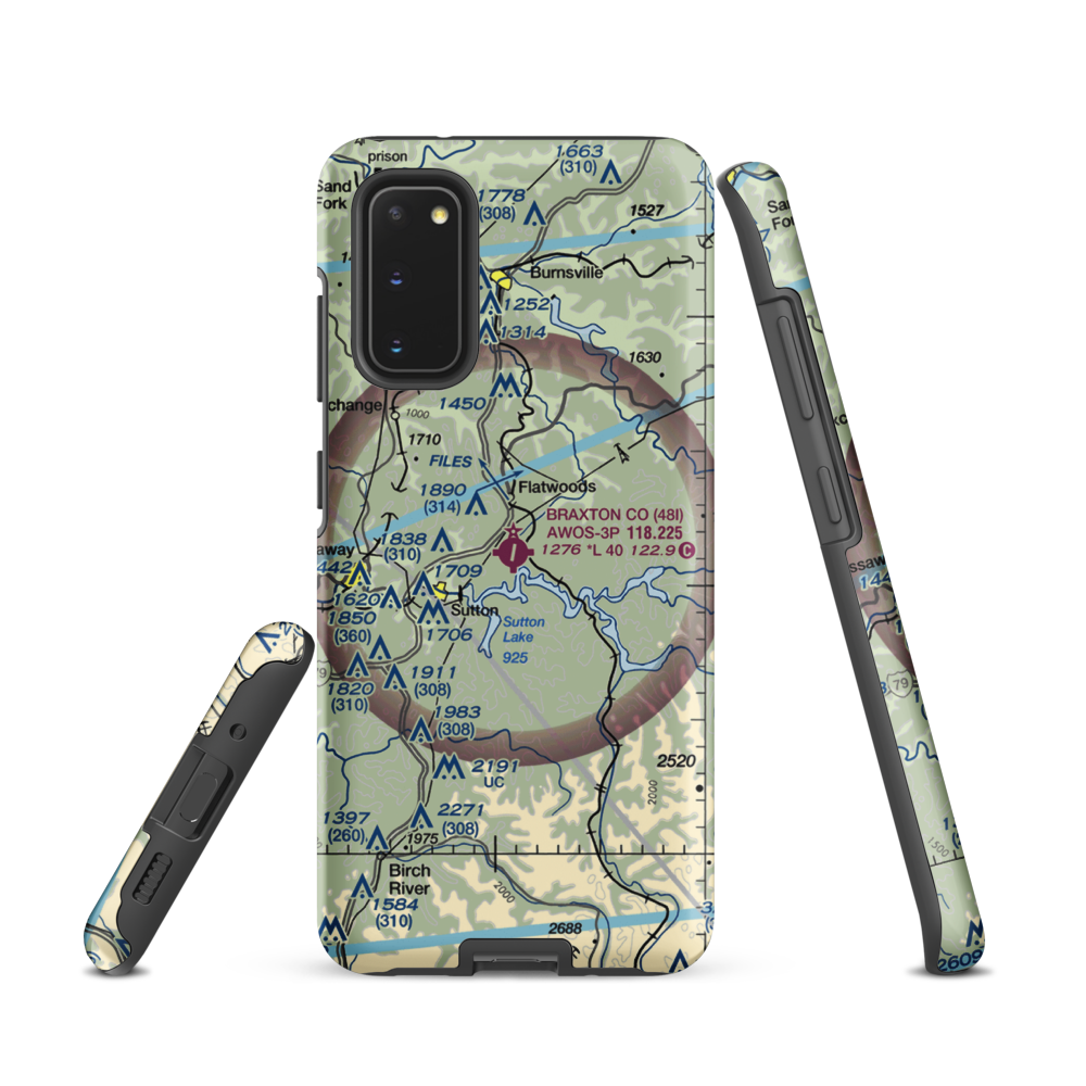 Braxton County Airport (48I) VFR Sectional Samsung Phone Case Samsung Galaxy S20 model shown