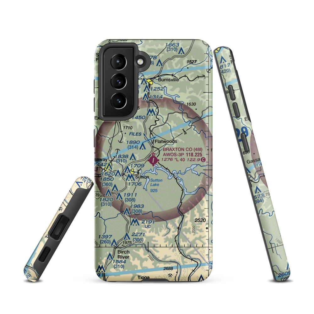 Braxton County Airport (48I) VFR Sectional Samsung Phone Case Samsung Galaxy S21 model shown