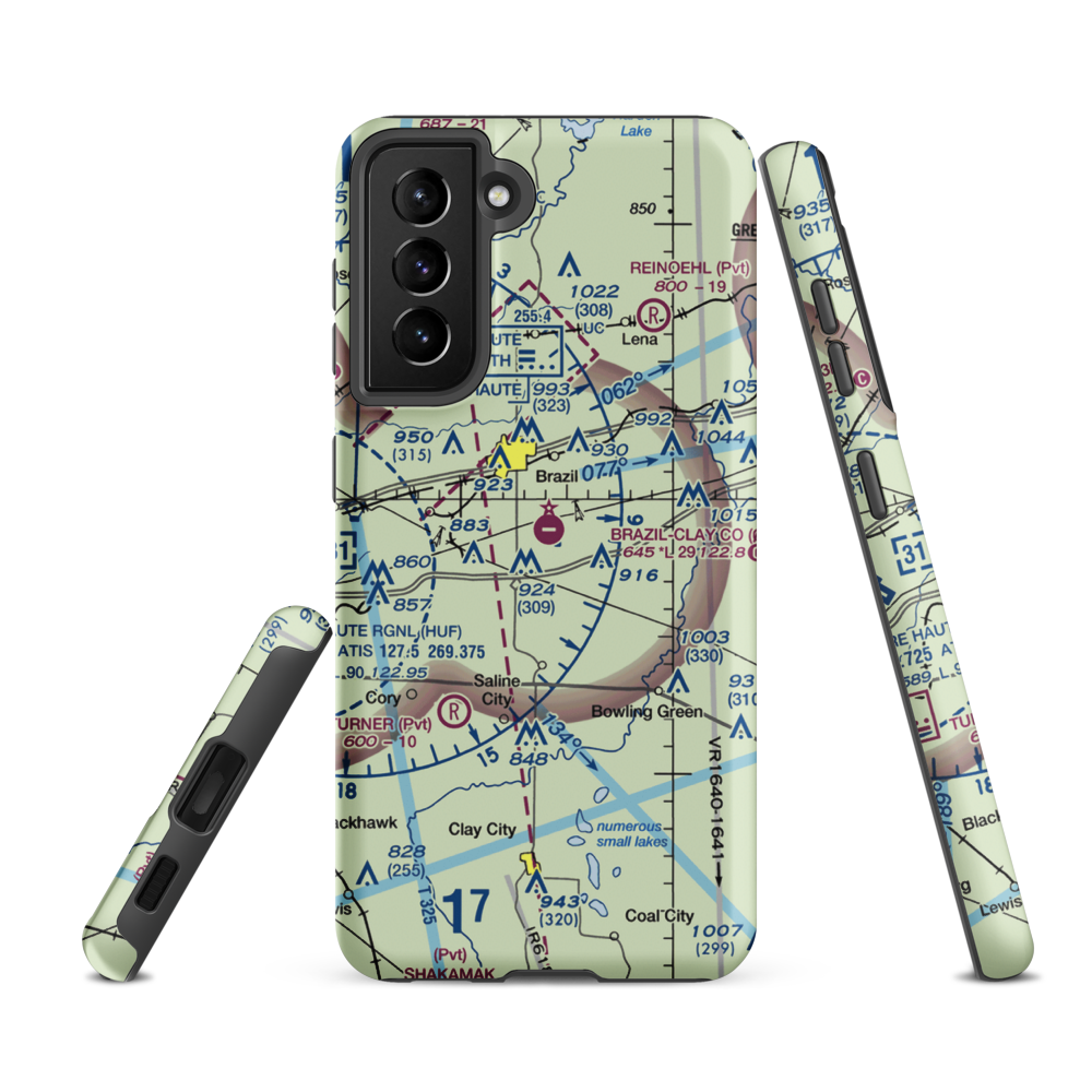 Brazil Clay County Airport (0I2) VFR Sectional Samsung Phone Case Samsung Galaxy S21 FE model shown