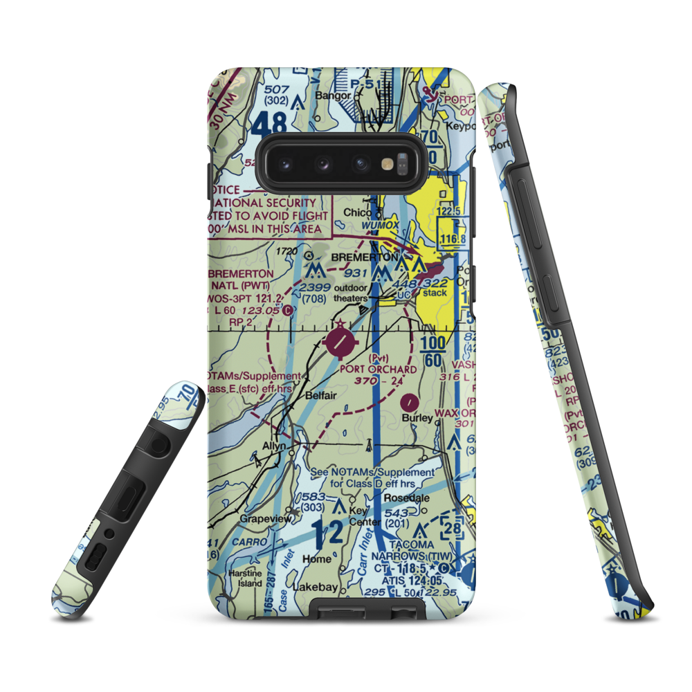 Bremerton National Airport (PWT) VFR Sectional Samsung Phone Case Samsung Galaxy S10 Plus model shown
