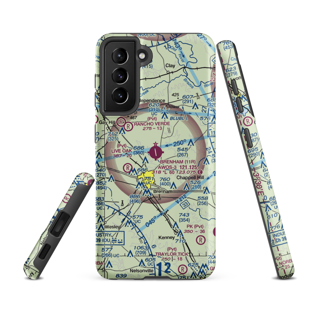 Brenham Municipal Airport (11R) VFR Sectional Samsung Phone Case Samsung Galaxy S21 FE model shown