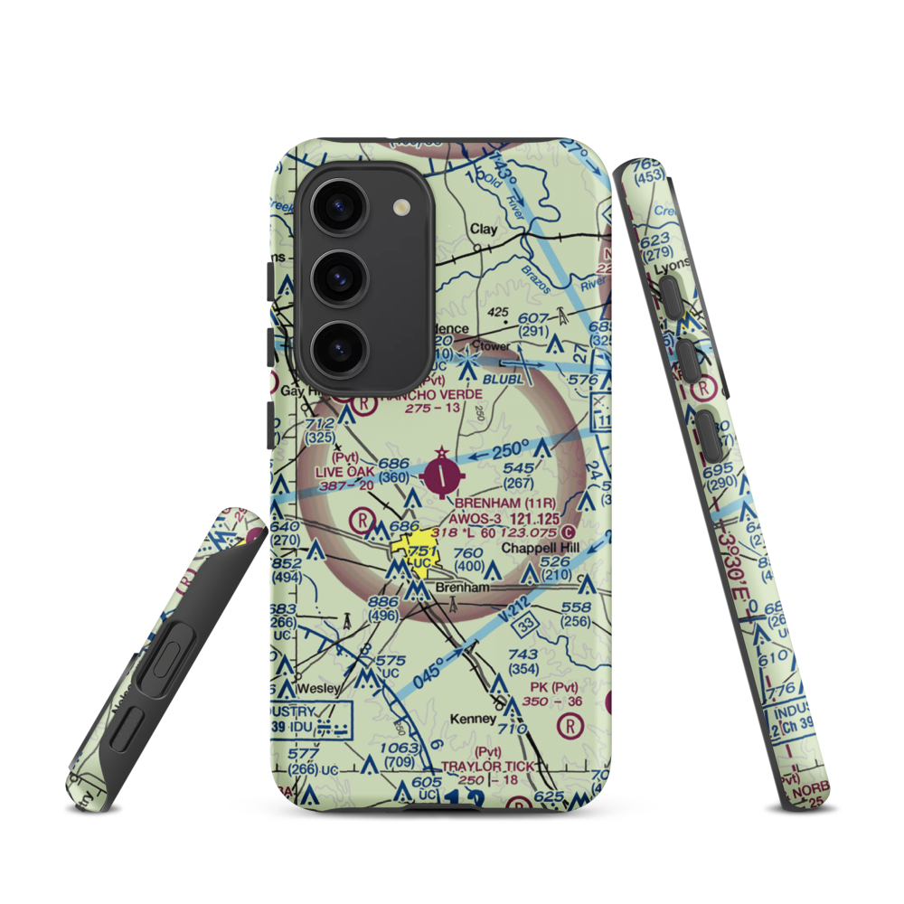 Brenham Municipal Airport (11R) VFR Sectional Samsung Phone Case Samsung Galaxy S23 model shown
